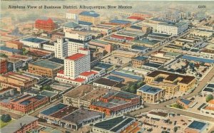 New Mexico Albuquerque Airplane View Business District Tichnor Postcard 22-5434