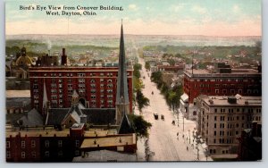 Dayton Ohio~Conover Bldg Birds Eye View~Church Steeple~Road~Dome~c1910 Postcard