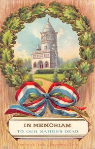 US Patriotic In Memorial Gardield's Tomb Cleveland Ohio embossed postcar...