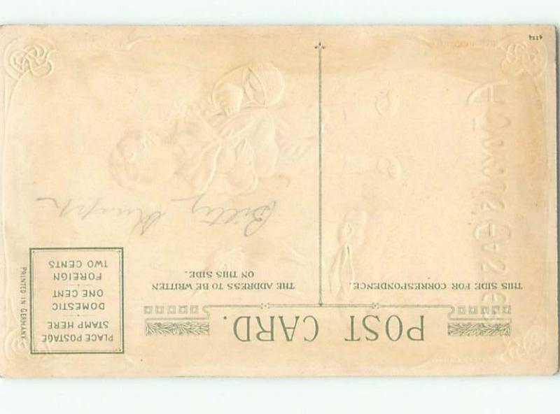 Pre-Linen Easter CUTE BUNNY RABBITS & BOY WITH EGG BASKET AB3691