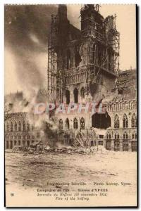 Belgium Ypres Belgie Old Postcard Campaign 1914 Belfry Fire Ruins (November 2...