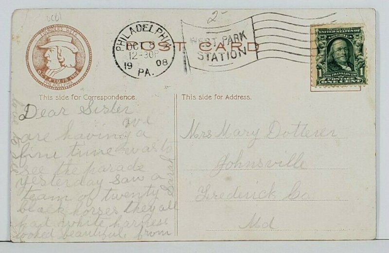 Philadelphia PA Treaty Elm on the Delaware River 1908 Frederick MD Postcard P19