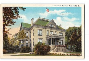 Springfield Illinois IL Postcard 1940 Governor's Mansion