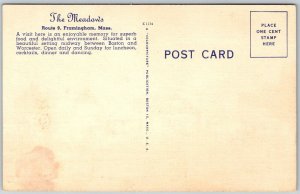 Framingham Massachusetts 1940s Postcard The Meadows Inn