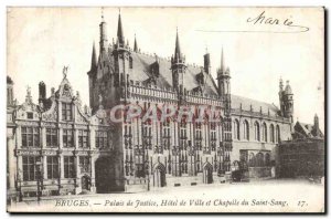 Belgie Belgium Bruges Old Postcard Courthouse City Hall and Holy Blood chapel