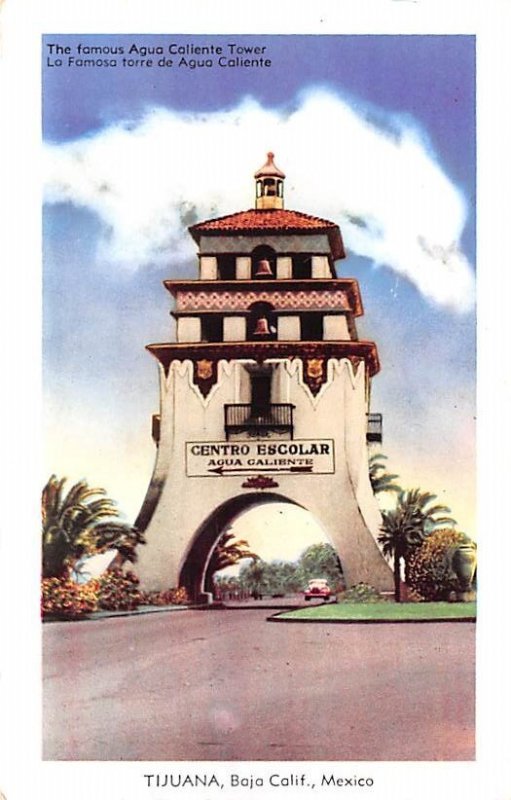 Agua Caliente Tower Tijuana Mexico Tarjeta Postal 1948 