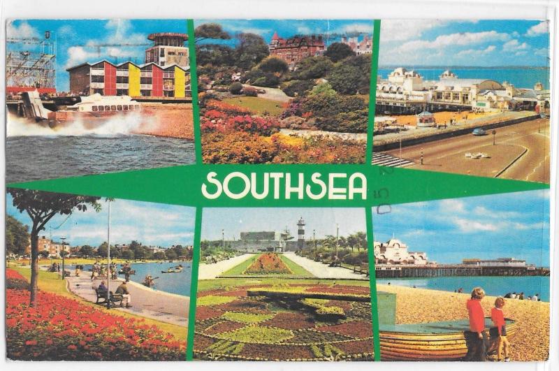 SouthSea Islands Multi View Hovercraft St. Ives Huntingdon Vintage Postcard