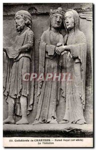 Cathedral of Chartres Old Postcard Royal Portal (12th) The Visitation