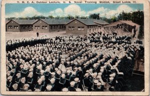 YMCA Outdoor Lecture US Naval Training Station Great Lakes IL WB Postcard UNP 
