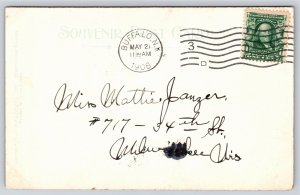 New York~Goat Island Bridge Seen By Night @ Niagara Falls~PM 1908~Vtg Postcard