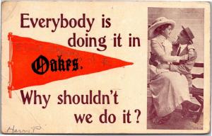 Everybody is Doing It In Oakes South Dakota c1912 Vintage Postcard K06