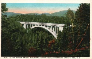 Vintage Postcard 1920's Traver Hollow Bridge Boulevard Around Ashokan Reserv. NY