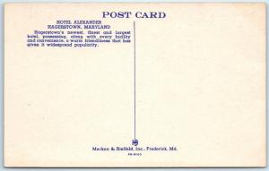 HAGERSTOWN, Maryland  MD   Roadside  HOTEL ALEXANDER  c1940s Linen   Postcard