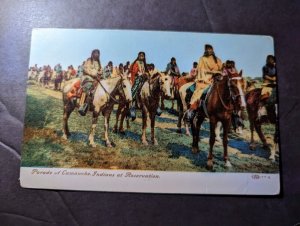 Mint USA Native American Postcard Parade of Camanche Indians at Reservation