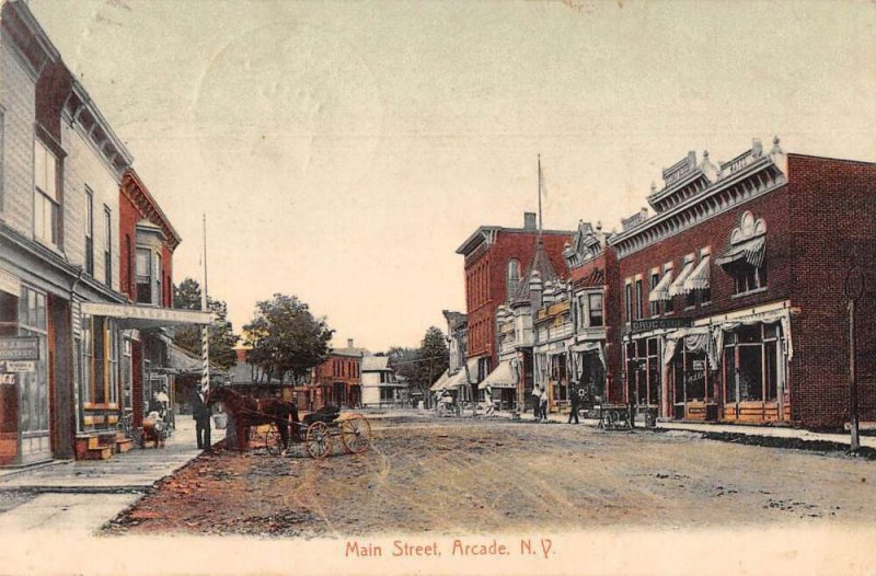 Arcade New York Main Street Drug Store Vintage Postcard AA33976 