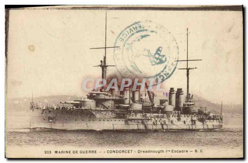 Old Postcard Boat War Navy War The Breastplate of Condorcet first dreadnought...