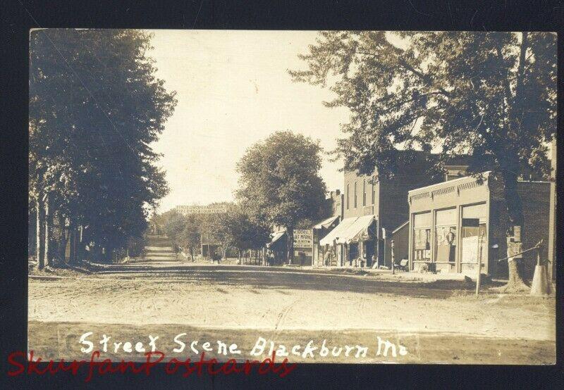 RPPC BLACKBURN MISSOURI DOWNTOWN MAIN STREET SCENE REAL PHOTO POSTCARD MO.