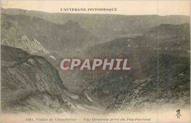 Old Postcard The picturesque Auvergne 2301 Valley Chaudefour general view tak...