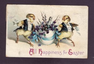 Antique Easter-2 Dressed Chicks in Tuxedos postcard Ellen Clapsaddle 1913