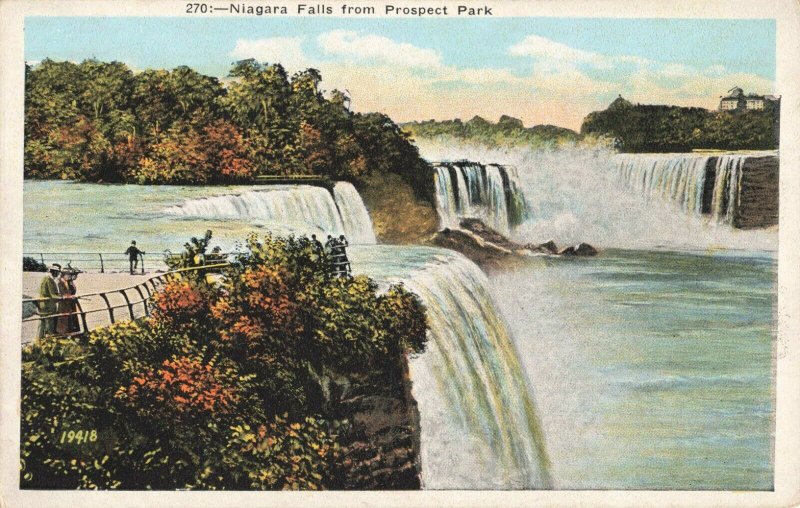 Postcard Niagara Falls from Prospect Park New York