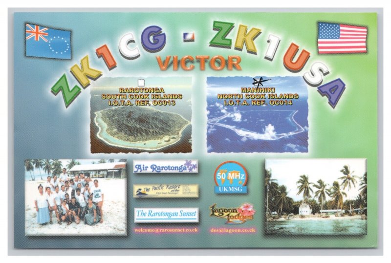Postcard QSL CB Ham Radio Amateur Card From North Cook Islands