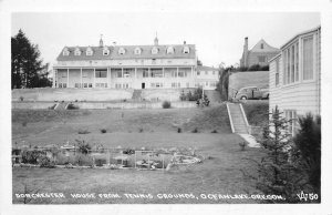 RPPC Dorchester House From Tennis Grounds, Oceanlake, OR c1940s Vintage Postcard