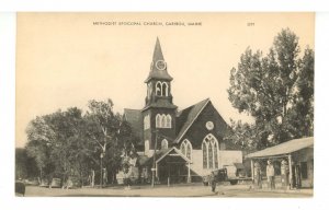 ME - Caribou.  Gas Station next to Methodist Episcopal Church ca 1940's