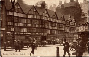 Vtg 1910s Old Houses Street View Holborn London England Unused Postcard