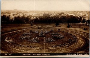 Vtg Lincoln NE University Place Nebraska Wesleyan Campus 1910s RPPC Postcard