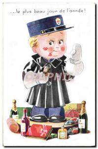 Old Postcard Police Detective Children