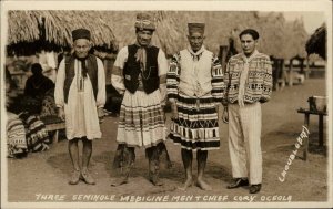 Seminole Indian Tribe Native Americana Medicine Men Chief Real Photo Postcard