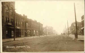 Mattoon Illinois IL Broadway c1910 Real Photo Postcard