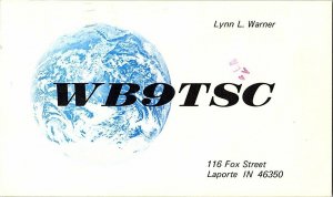 QSL Radio Card From Laporte IN Indiana WB9TSC