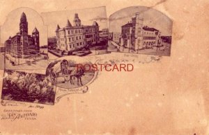 pre-1907 GREETINGS FROM SAN ANTONIO, TEXAS five views incl. Burrito Cart