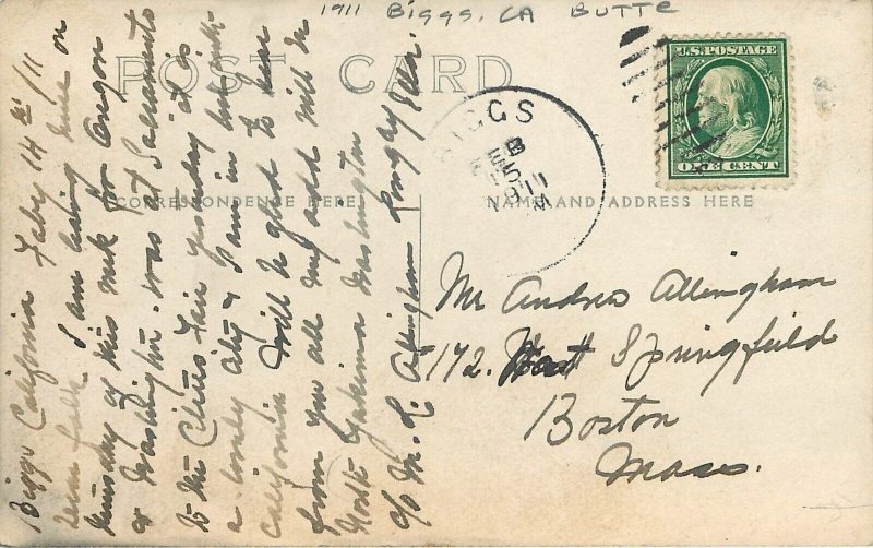 1911 Biggs California Butte Merry Dick fountain roadside Postcard RPPC 25-450