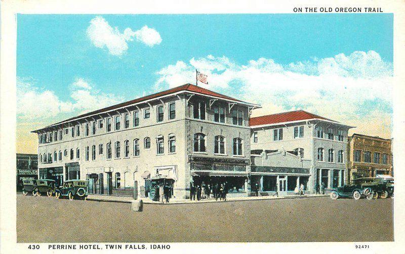 Andrews Autos 1920s Perrine Hotel Twin Falls Idaho Street Scene 5868