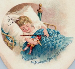 1880s Die-Cut Painter's Palette Carter's Iron Pills Quack Med. Child & Doll #6B