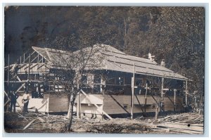 c1910's House Construction Builders Scaffold  Marlinton WV RPPC Photo Postcard 