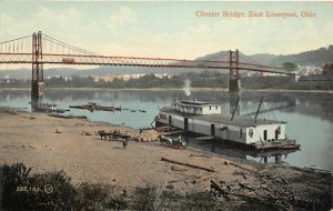 J20/ East Liverpool Ohio Postcard c1910 Chester Bridge Whard Steamboat  125 
