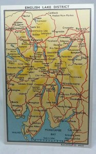 Vtg Postcard English Lake District Map 