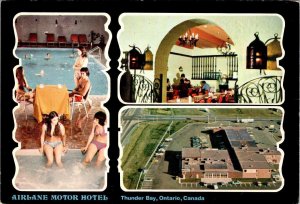 Thunder Bay, Ontario Canada AIRLANE MOTOR HOTEL Indoor Pool~Dining 4X6 Postcard