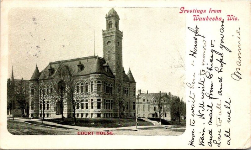 Vintage Wisconsin Postcard - Waukesha - Greetings From