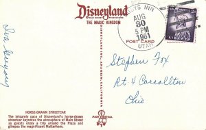 Disneyland, 1961, Canceled, Rubys Inn UT, Streetcar, Main Street, Old Postcard