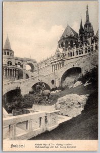 Budapest Hungary 1913 Postcard Mathiasssliege Mit St George Dnkmal Statue Castle