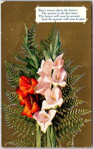 Flower Bouquet Fern and Orchid Greetings Wishes Card Posted Postcard