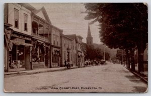 Emlenton PA Main Street East Hamilton Bros Stor3 People Bicycles Postcard H32