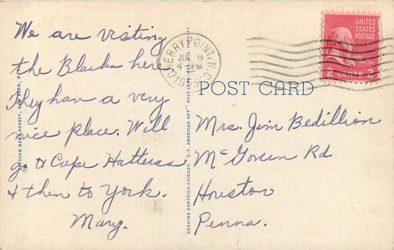 Linen Postcard Middle Street New Bern NC Department Stores McLellan's Belks etc 