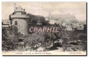 Old Postcard Vannes La Tour Du Connetable and the Remparts