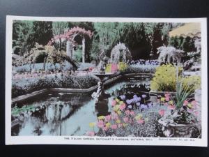 Canada: Victoria B.C. The Italian Garden, Butchart's Gardens, RP Old Postcard