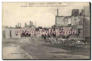 Postcard Old Revigny La Rue De La Gare After The Bombing